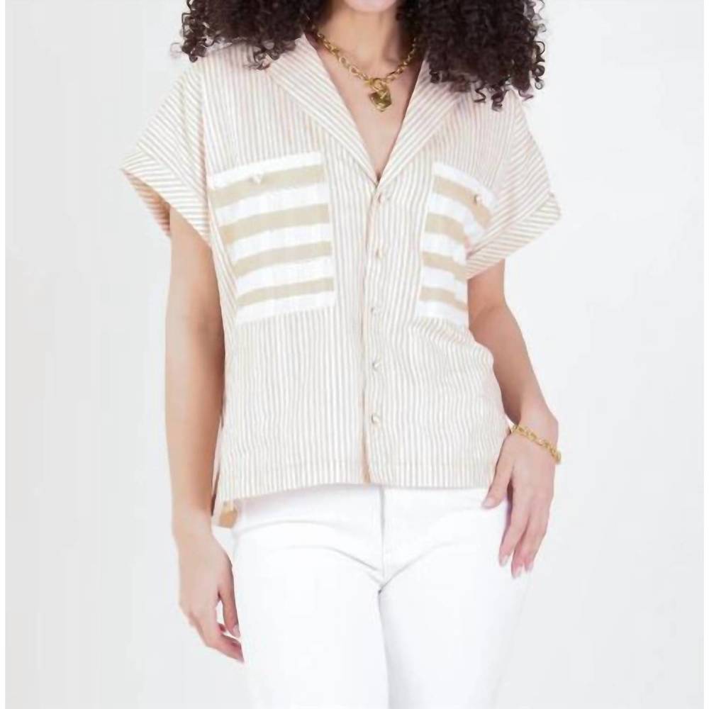NEW EMILY MCCARTHY luna top in sand stripe